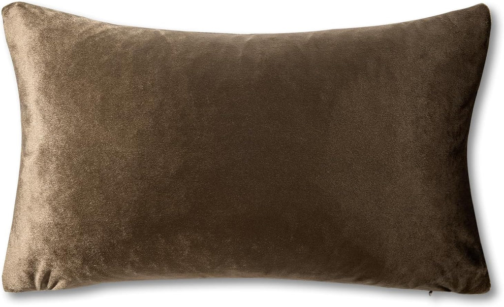 GIGIZAZAFocusingonhomedecoration GIGIZAZA Brown Velvet Pillow Covers 12x20, Small Solid Throw Pillow Covers Decorative Modern Pillows Lumabr…