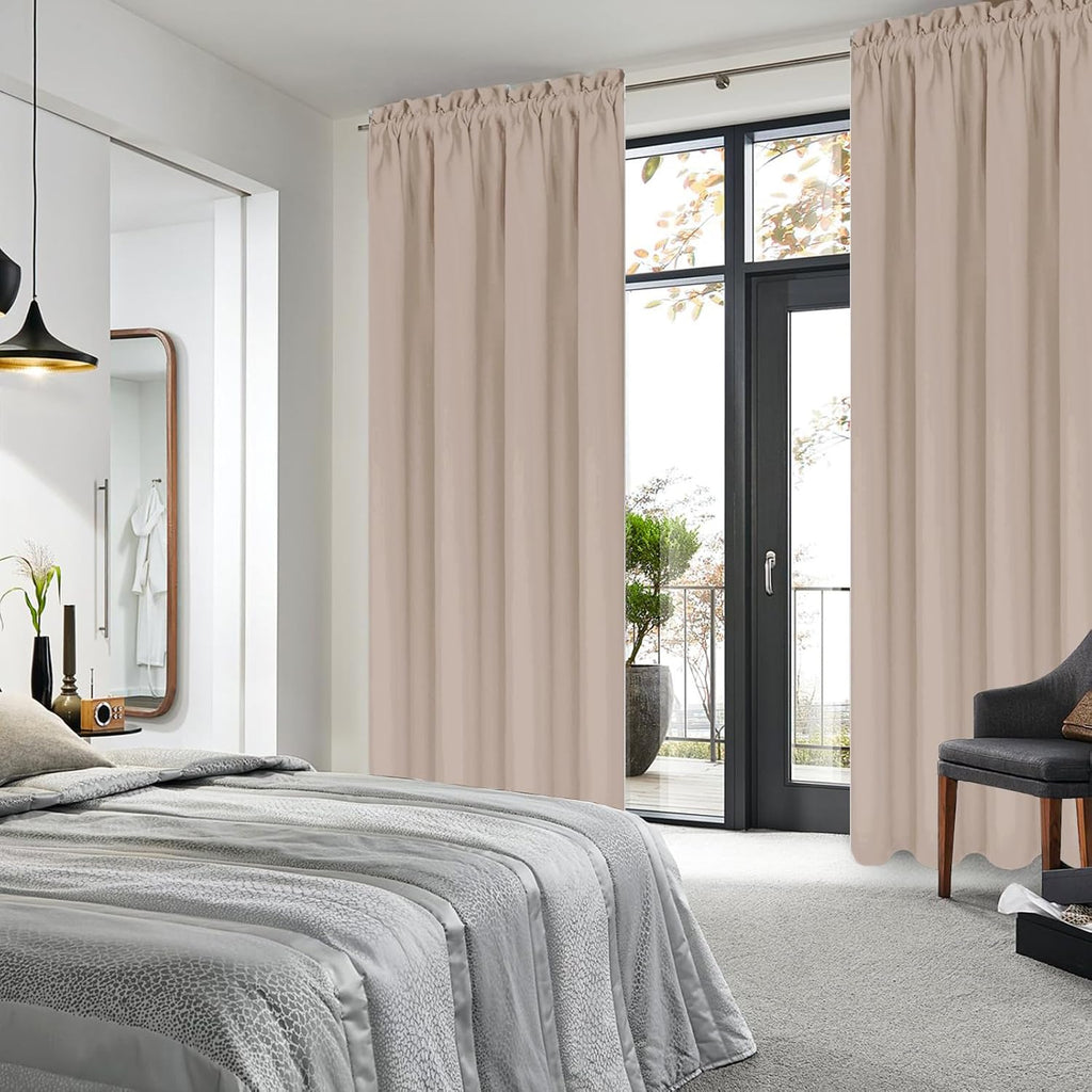 DWCN Blackout Curtains for Living Room Thermal Insulated, Energy Saving & Noise Reducing Bedroom Curtains, Camel, W 42x L 84 Inch, Set of…