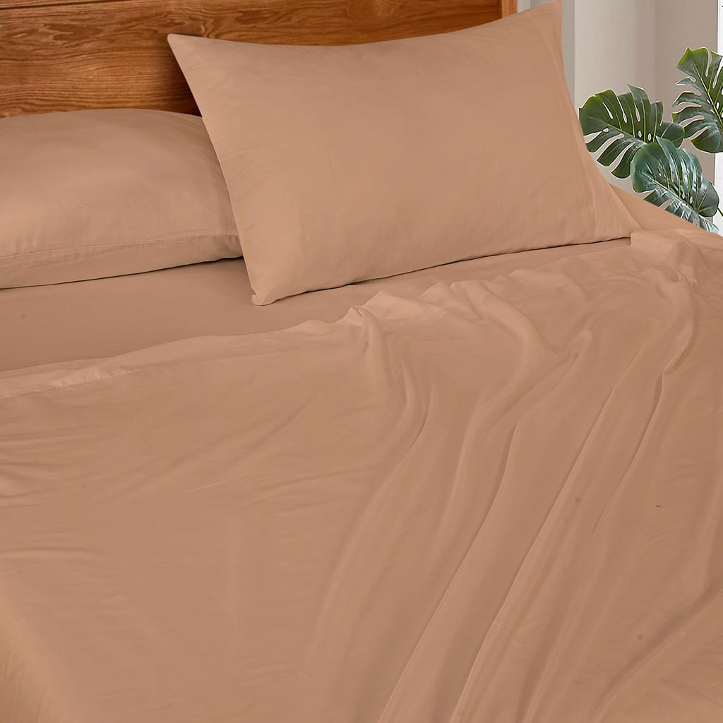 Royalelinens ROYALE LINENS 300 Thread Count 100% Long Staple Combed Cotton Sheet Set - 4 Piece Queen Bed Sheets - 1 Fitted, 1 Flat & 2 Pill…