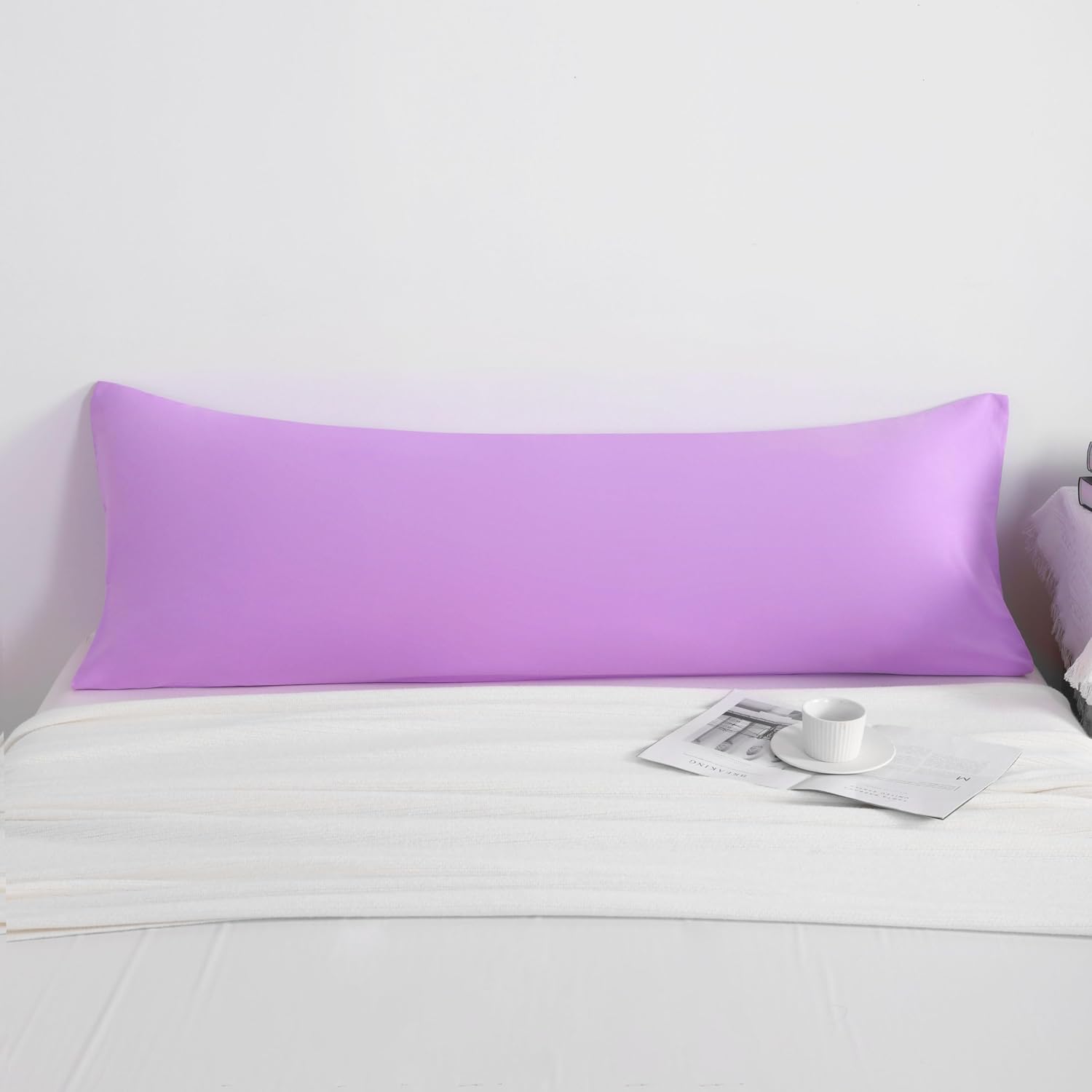 Ntbay Body Pillowcase - Brushed Microfiber 20x54 Pillowcase - Soft, Wrinkle-Free, Fade-Resistant, Stain-Resistant, Light Purple Body Pillow…