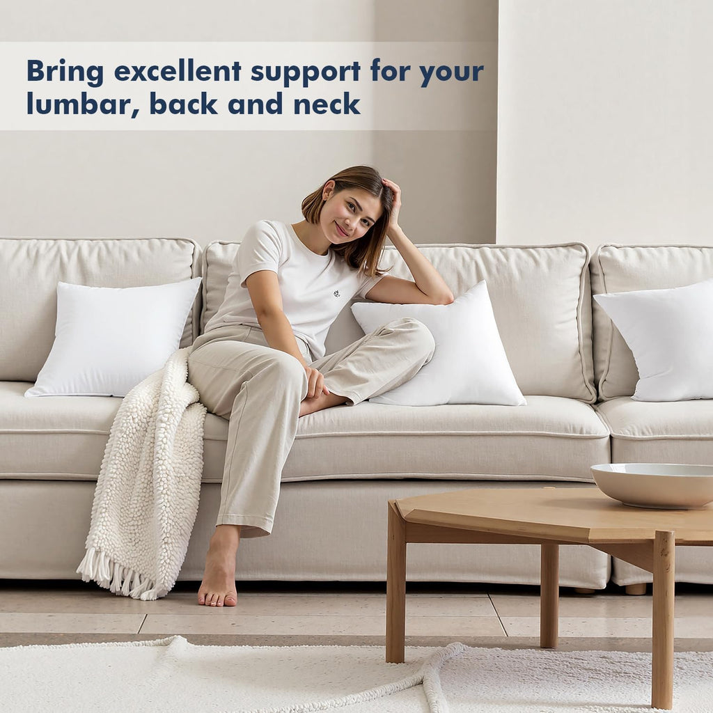 Miulee Pillows Standard Size Set of 2, Pack of 2 20x26 Inch 100% Virgin Fiber Filling Bed Couch Pillows White