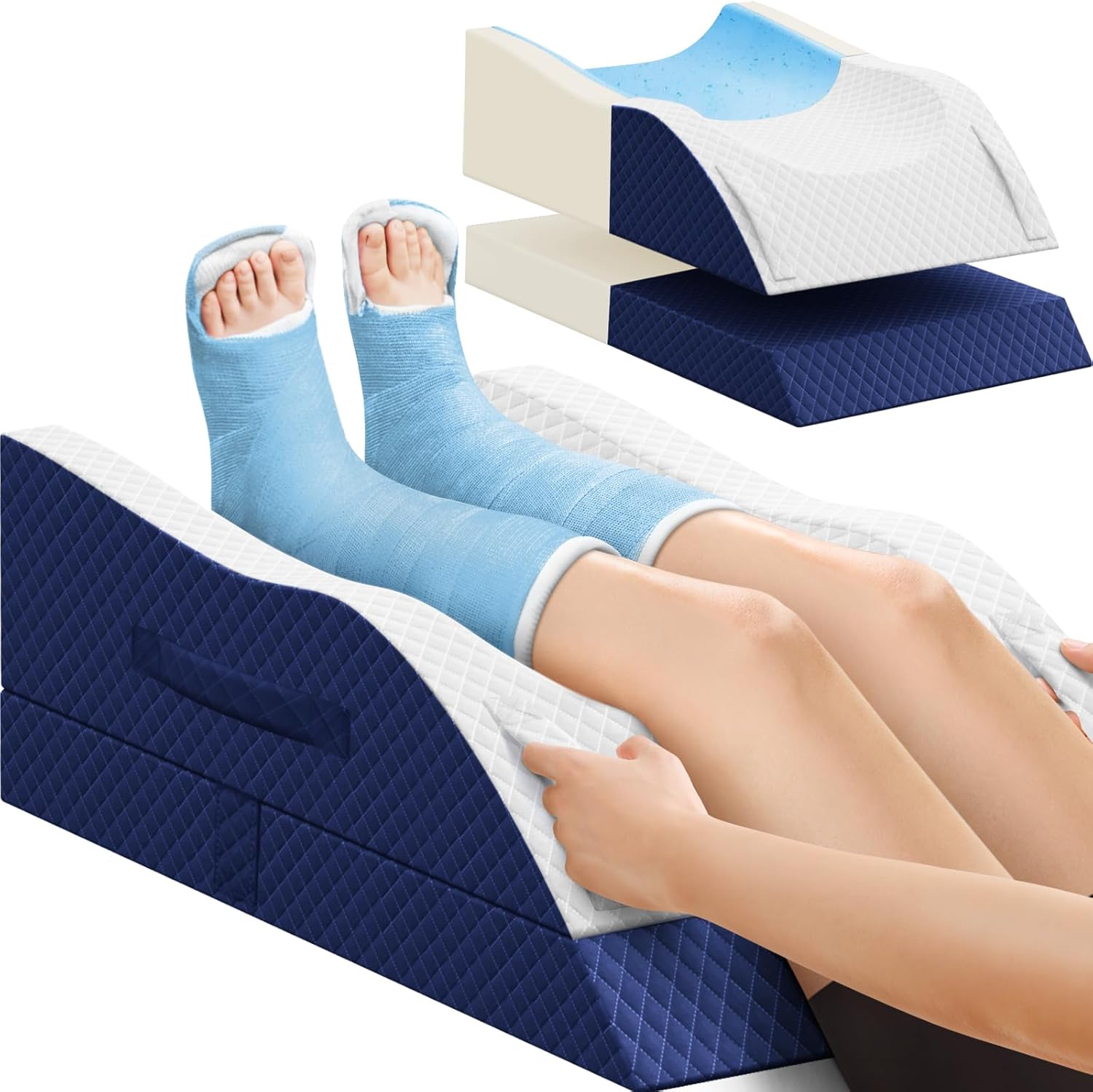 TranquilRelax TranquilRelax Elevation Pillows for Leg After Surgery, Memory Foam Adjustable Wedge Pillow for Injury or Rest, Ankle P…