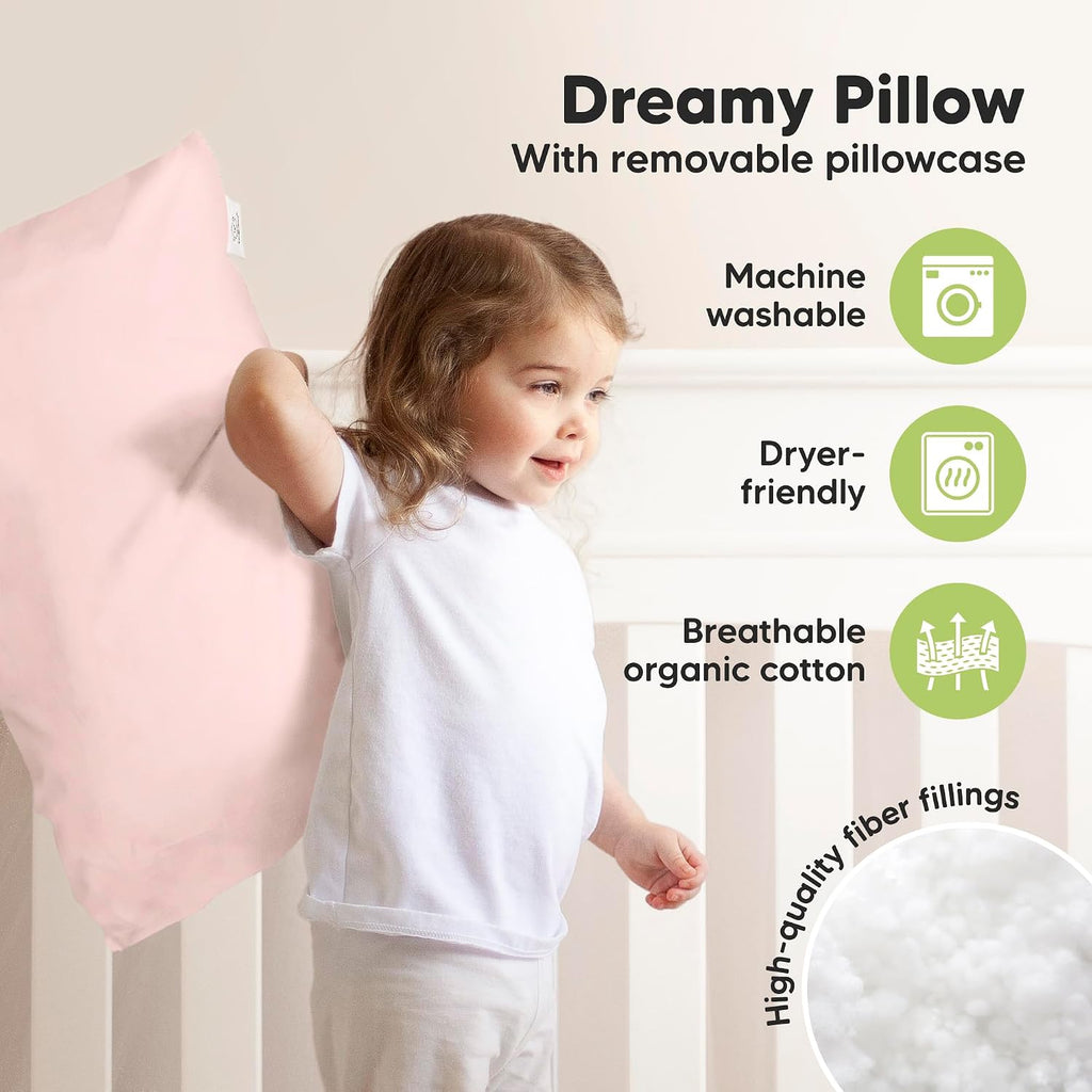 KeaBabies Toddler Pillow with Pillowcase, Jumbo 14X20 - Soft Organic Cotton Toddler Pillows for Sleeping - Machine Washable - Perfect for…