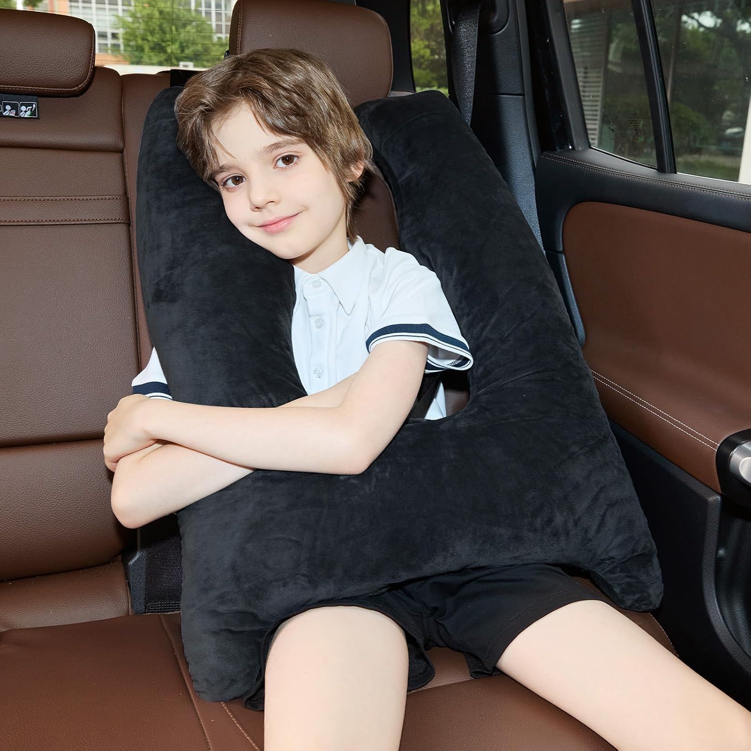 Car Pillow for Kids Travel Pillow with Adjustable Strap, Kids Floor Pillows Cushions for Adults and Children to Support Head and Body…