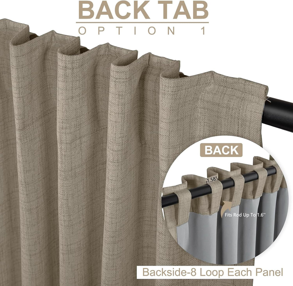 100BlackoutShield 100% Blackout Shield Linen Blackout Curtains for Bedroom 84 Inches Long, Back Tab/Rod Pocket Living Room Drapes, Thermal…