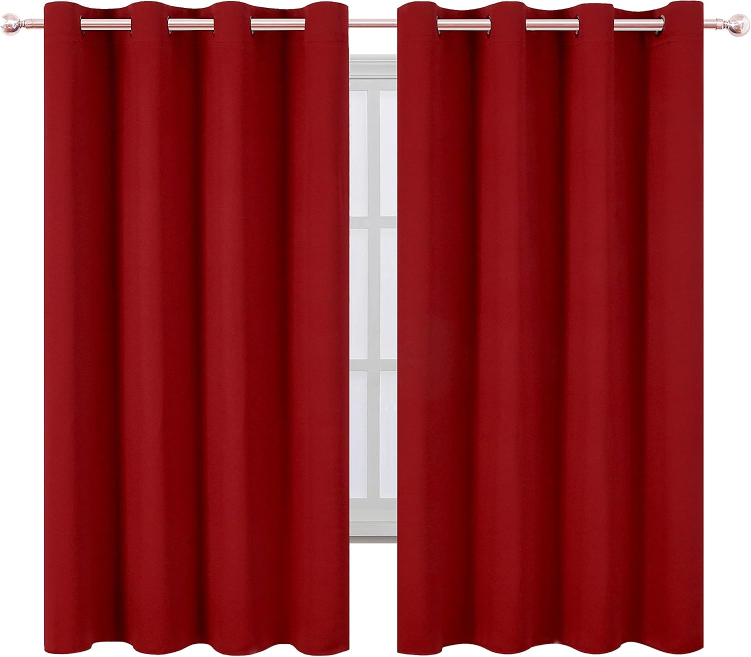 Lemomo Red Blackout Curtains/52 x 63 Inch/Set of 2 Panels Room Darkening Curtains Thermal Insulated Living Room Curtains 63 Inch Red
