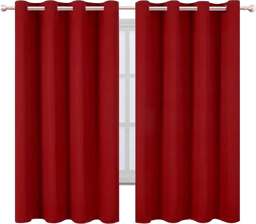 Lemomo Red Blackout Curtains 66 x 63 Inch Length/Set of 2 Curtain Panels/Thermal Insulated Room Darkening Blackout Curtains for Bedroom 63…