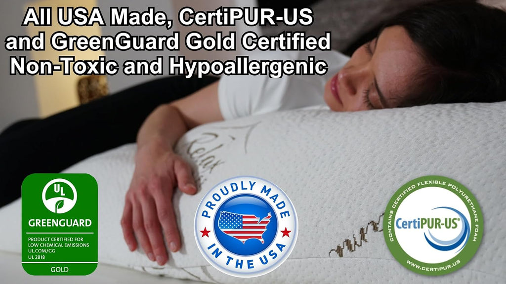 RelaxHomeLife Ultra-Luxury Full Size Body Pillow All USA Shredded Memory Foam & Cool-Vent Viscose of Bamboo Cover | Long Cuddle Size for Pr…