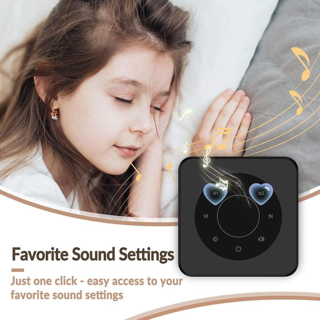 White Noise Sound Machine, Noise Machine for 20 Soothing Sounds, 2 Customizable Shortcut Buttons, Timer, Memory Function, USB-A Cable…