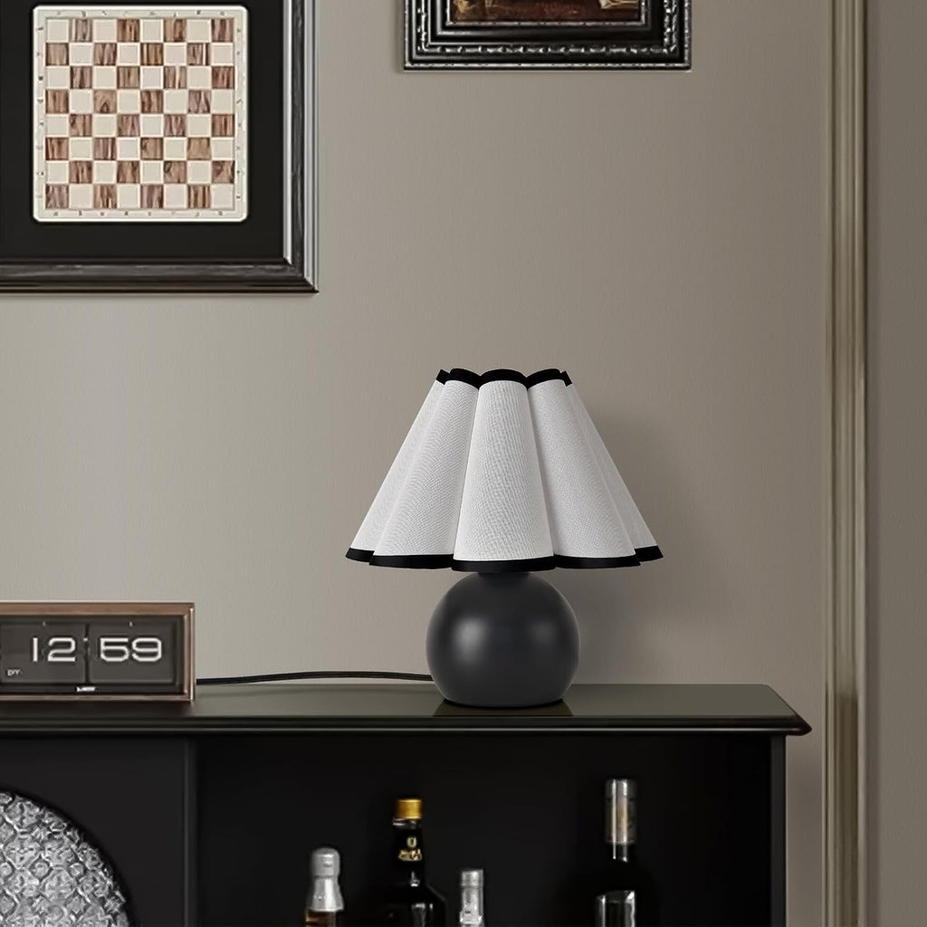 Matte Black Small Bedside Mini Table Lamp for Bedroom, Cute Bedroom Lamps for Nightstand, Cute Mini Table Lamps for Small Spaces with…