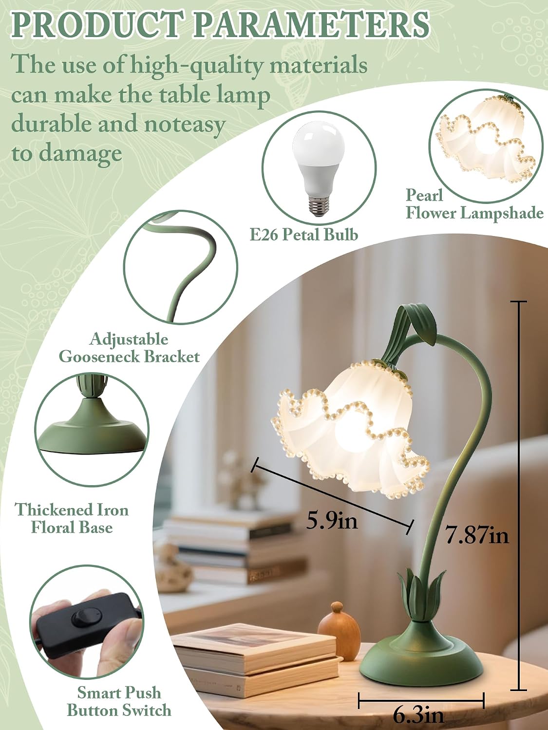 Aqdzcnf Flower Table Lamp, LED Reading Light Bedside Vintage Flower Night Light,3 Colors Modes Kawaii Bedside Lamps Decor, Living Room Bedroo…