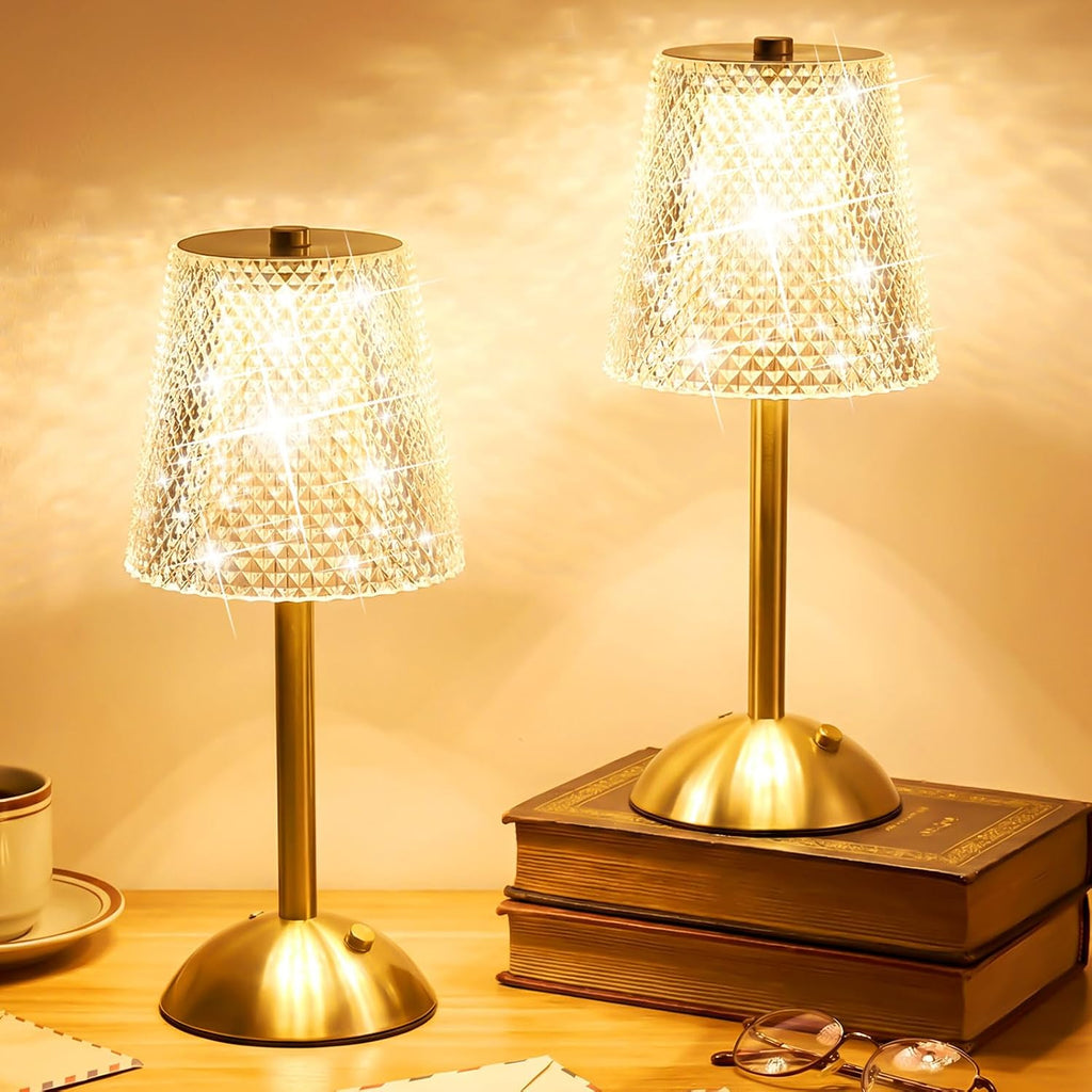 Liliful 2 Pcs Cordless Table Lamp Rechargeable Touch LED Small Gold Portable Battery Operated USB-c Desk Lamp 3 Color Dimmable for…