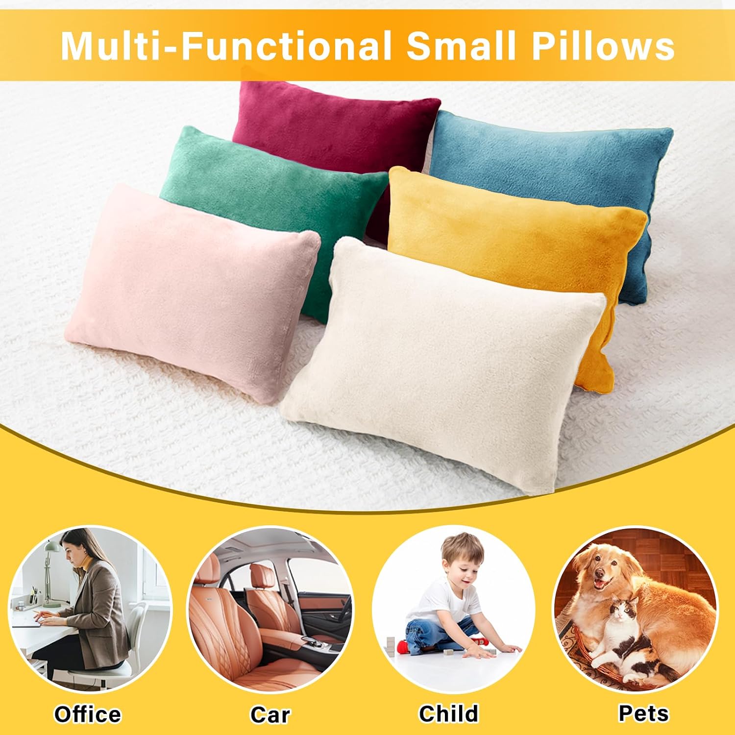 1 MIDDLE ONE 2 Pack Small Pillow, Memory Foam Mini Pillow 11 X 7 Inches for Travel, Sleeping, Nap and Neck, Knee, Lumbar Support, Tiny…