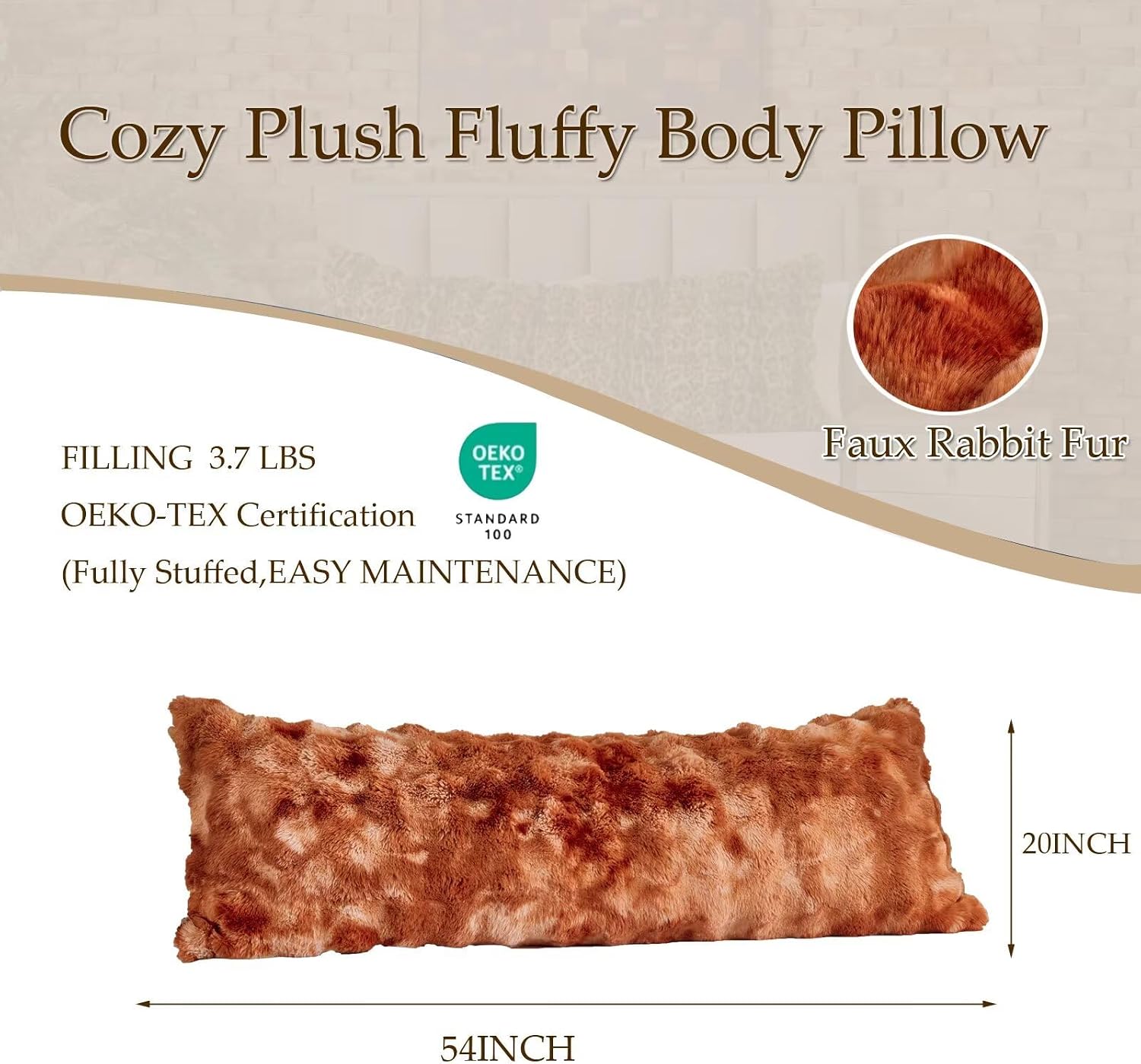 Animebody Luxury Shaggy Faux Fur Body Pillow, Fluffy Bed Pillow with Zipper Closure, Soft Decorative Plush Full Long Pillows, Fuzzy Hug Pillow…