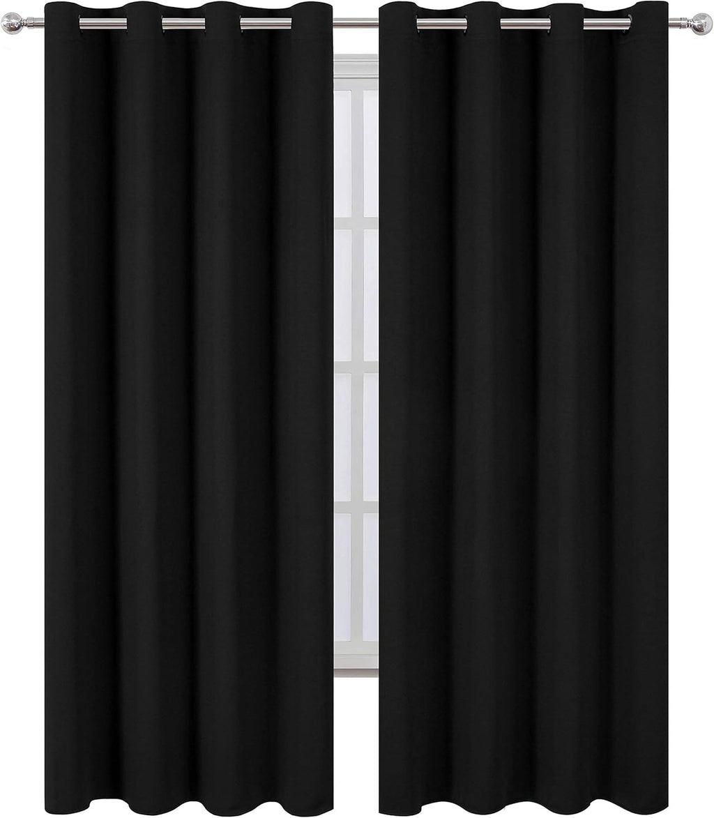 Lemomo Blackout Curtains 52 x 84 inches Long Black Curtains Set of 2 Panels Thermal Insulated Room Darkening Curtains for Bedroom 84 inches…