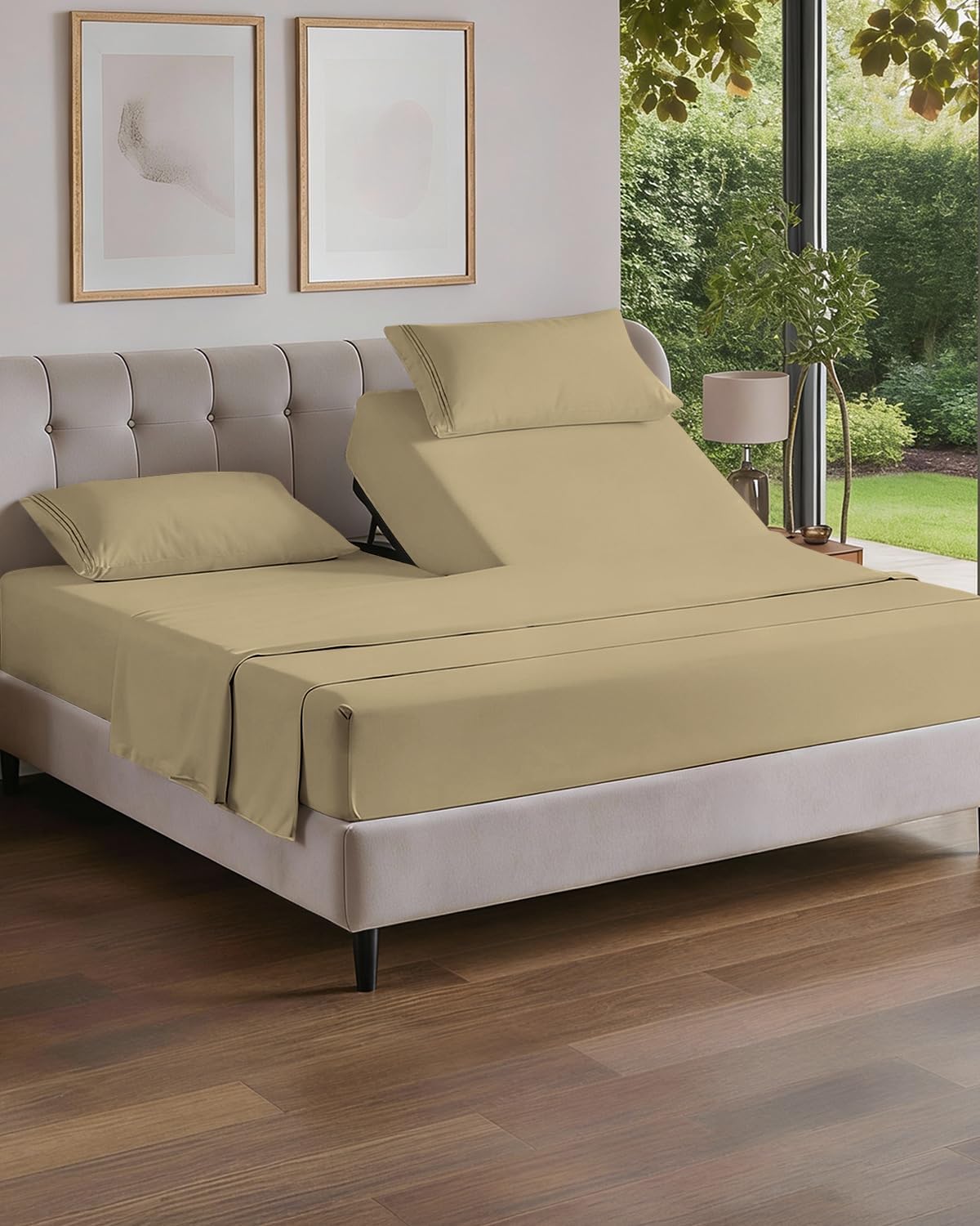 Flex Top Split Head King 4 Piece Sheet Set - Ultra-Soft, Breathable & Cooling Bed Sheets Set - Hotel Luxury Bedding for Women & Men with…