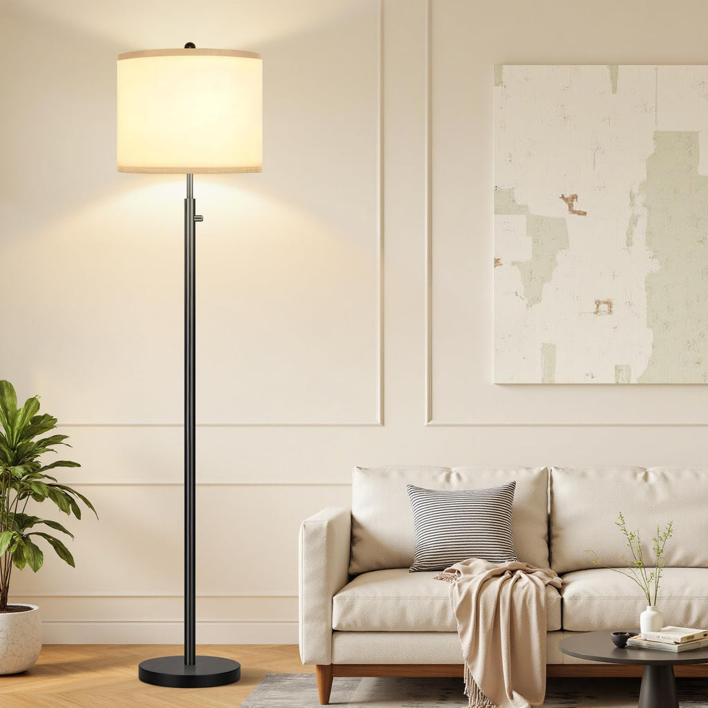 Nintiue 【Upgraded】 Dimmable Floor Lamp for Living Room, 11W LED Bulb Included, Modern Standing Lamp, Tall Pole Light with Linen Shade for…