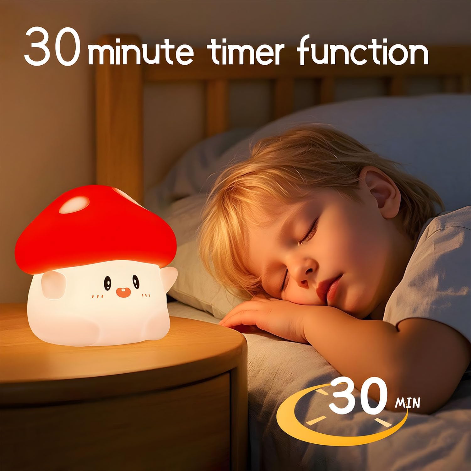 Daixinde Mushroom Night Light Color Changing, 50Hrs Mushroom Lamp, Tap Control 2 Brightness & Timer, Rechargeable Squishy Night Lamp for Ki…