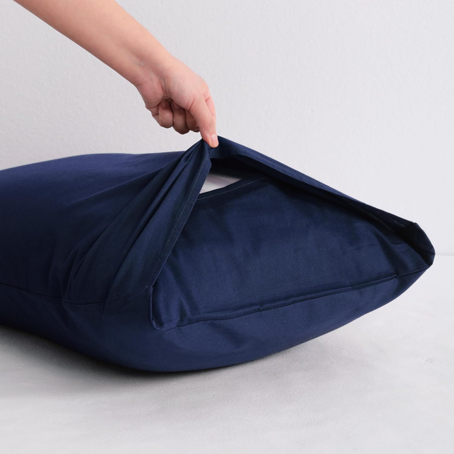 Ntbay King Cotton Pillowcases - Envelope Closure 20x36 Pillowcases Set of 2, Breathable and Soft Bed Pillow Cases, Navy Blue Cotton Blue
