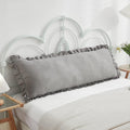 Merryword Shabby Chic 20x54in Light Grey Body Pillow Cover with Ruffled Fringe Decor Grey