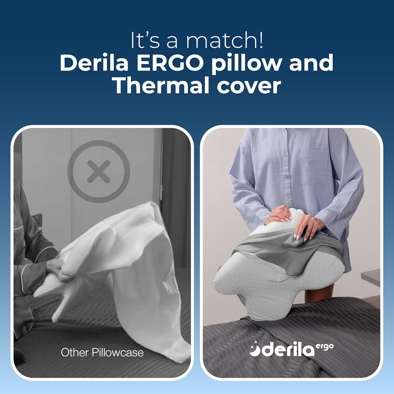 Derila | MemoryFoamPillow Derila Ergo Thermal Pillow Cover for Cervical Neck Pillow – Cooling Pillowcase for Memory Foam Pillow
