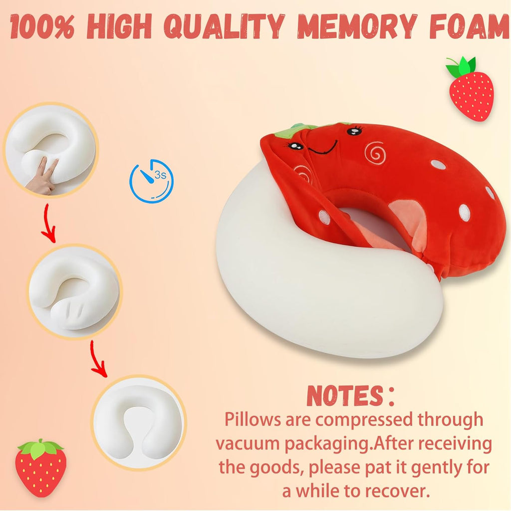 MissSoul Kids Neck Pillow for Travel with Sleep Eye Mask, Cute Travel Neck Pillow, Memory Foam Flight Sleeping Headrest Pillow for Boys & G…