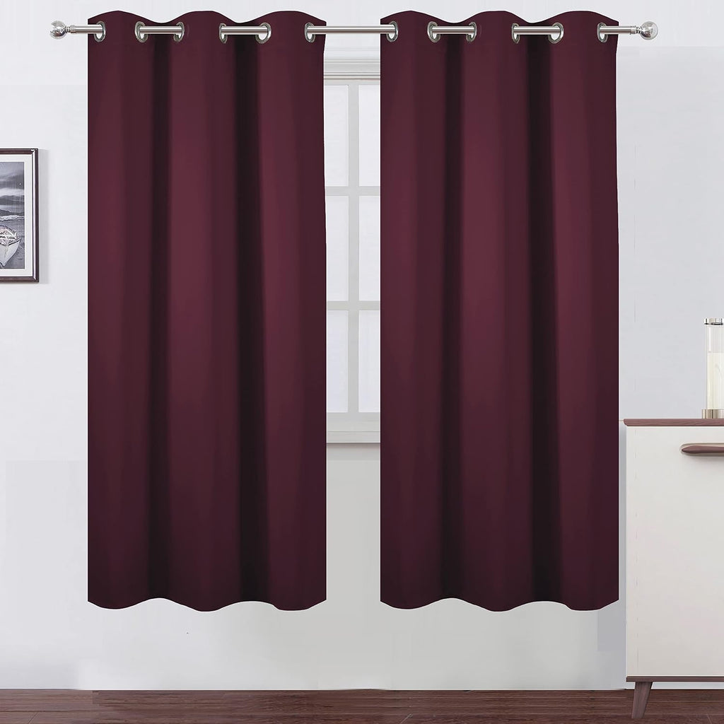 Lemomo Burgundy Red Blackout Curtains/42 x 72 Inch/Set of 2 Panels Room Darkening Curtains for Bedroom 72 Inch Red