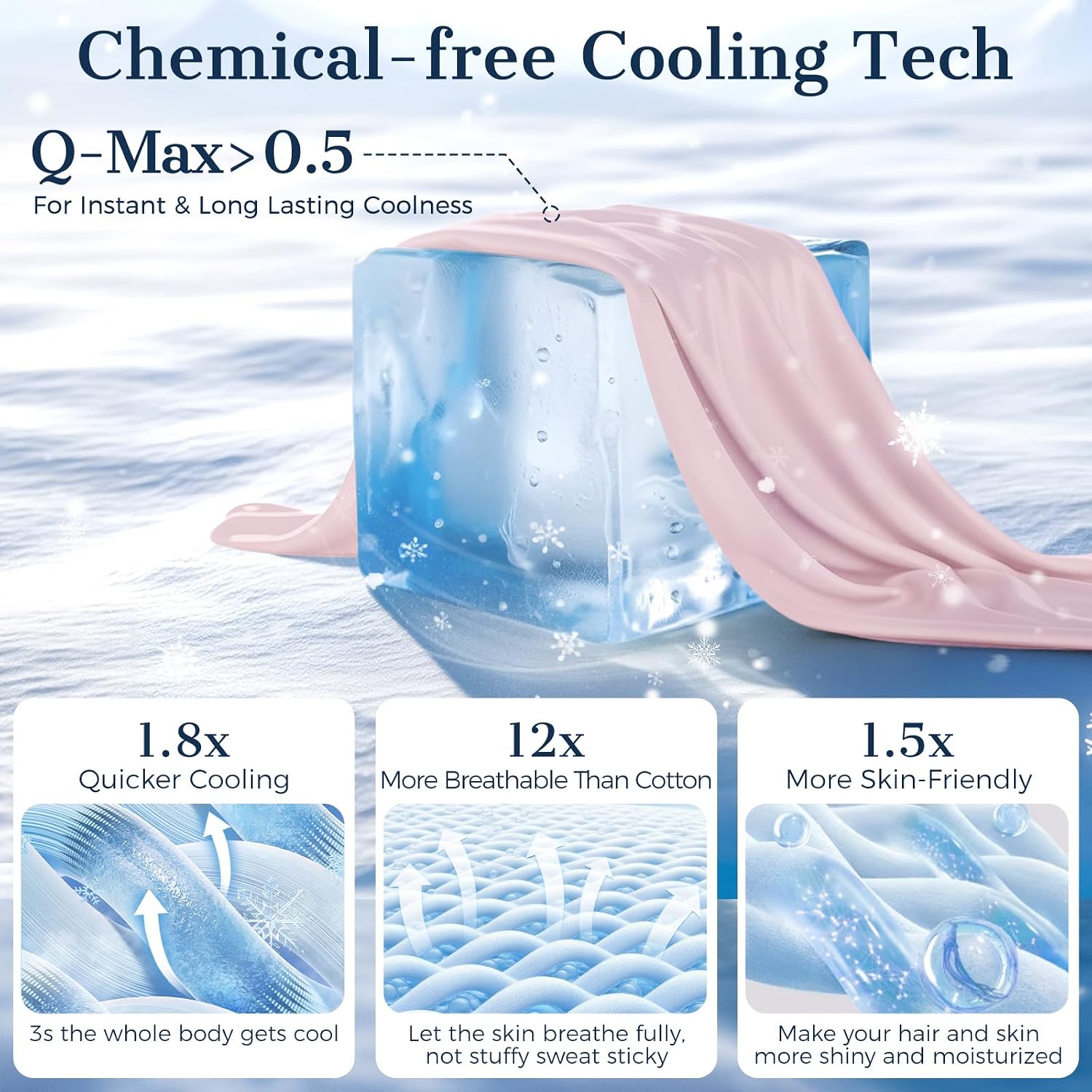 Cooling Pillow Cases 2 Pack Queen Size Cooling Pillowcases for Hot Sleeper Q-Max>0.5, Hydrates Skin & Hair, Reduces Wrinkles & Frizz…