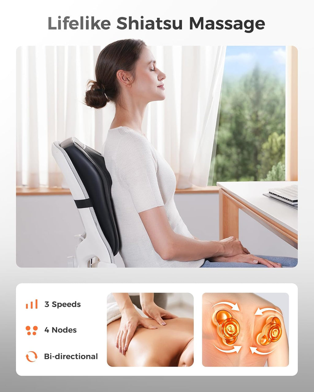 Boriwat Back Massager with Heat, 3D Kneading Massage Pillow for Back, Neck, Shoulder, Leg Deep Tissue, Gifts for Women Men Mom Dad 0 Count…
