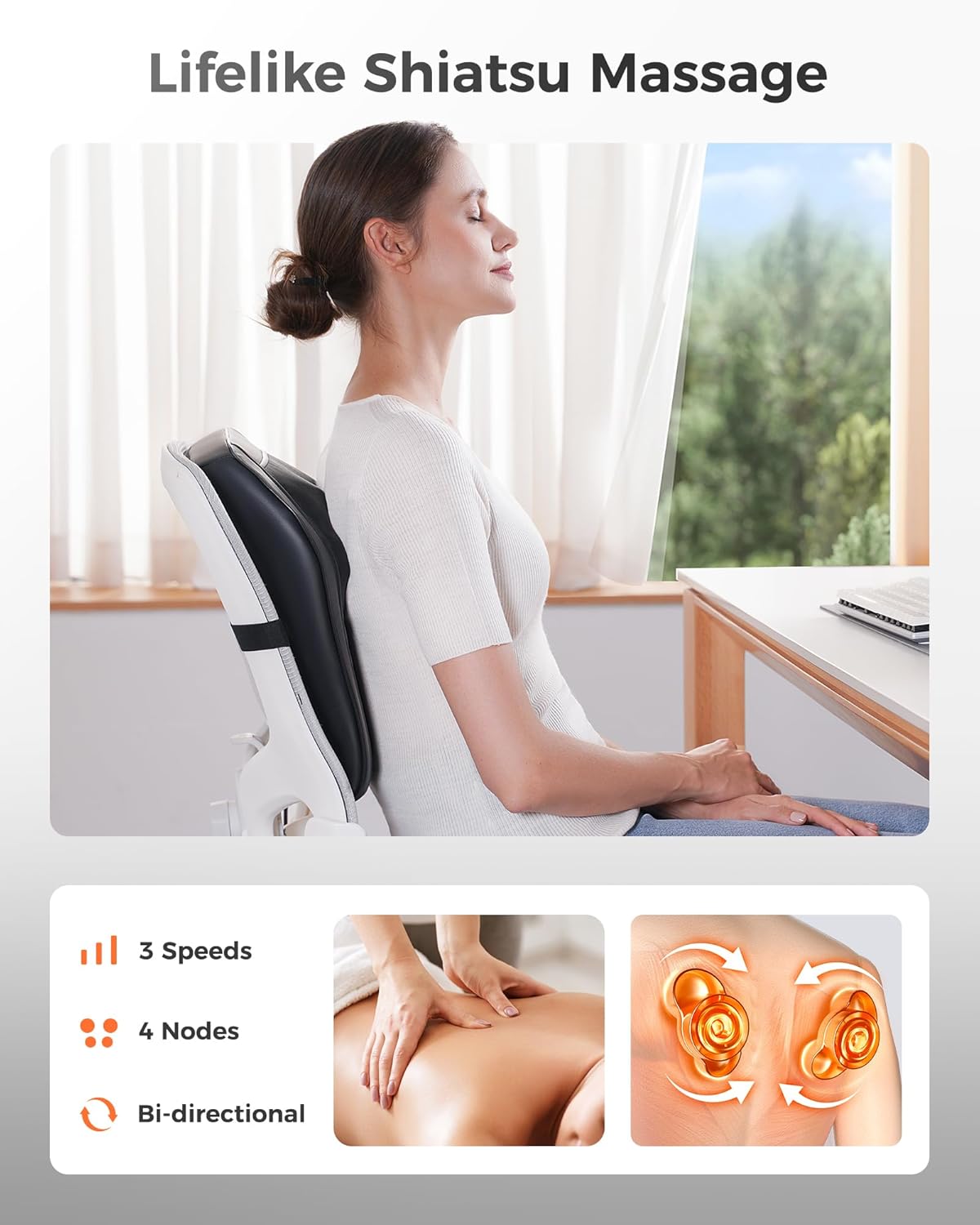 Boriwat Back Massager with Heat, 3D Kneading Massage Pillow for Back, Neck, Shoulder, Leg Deep Tissue, Gifts for Women Men Mom Dad 0 Count…