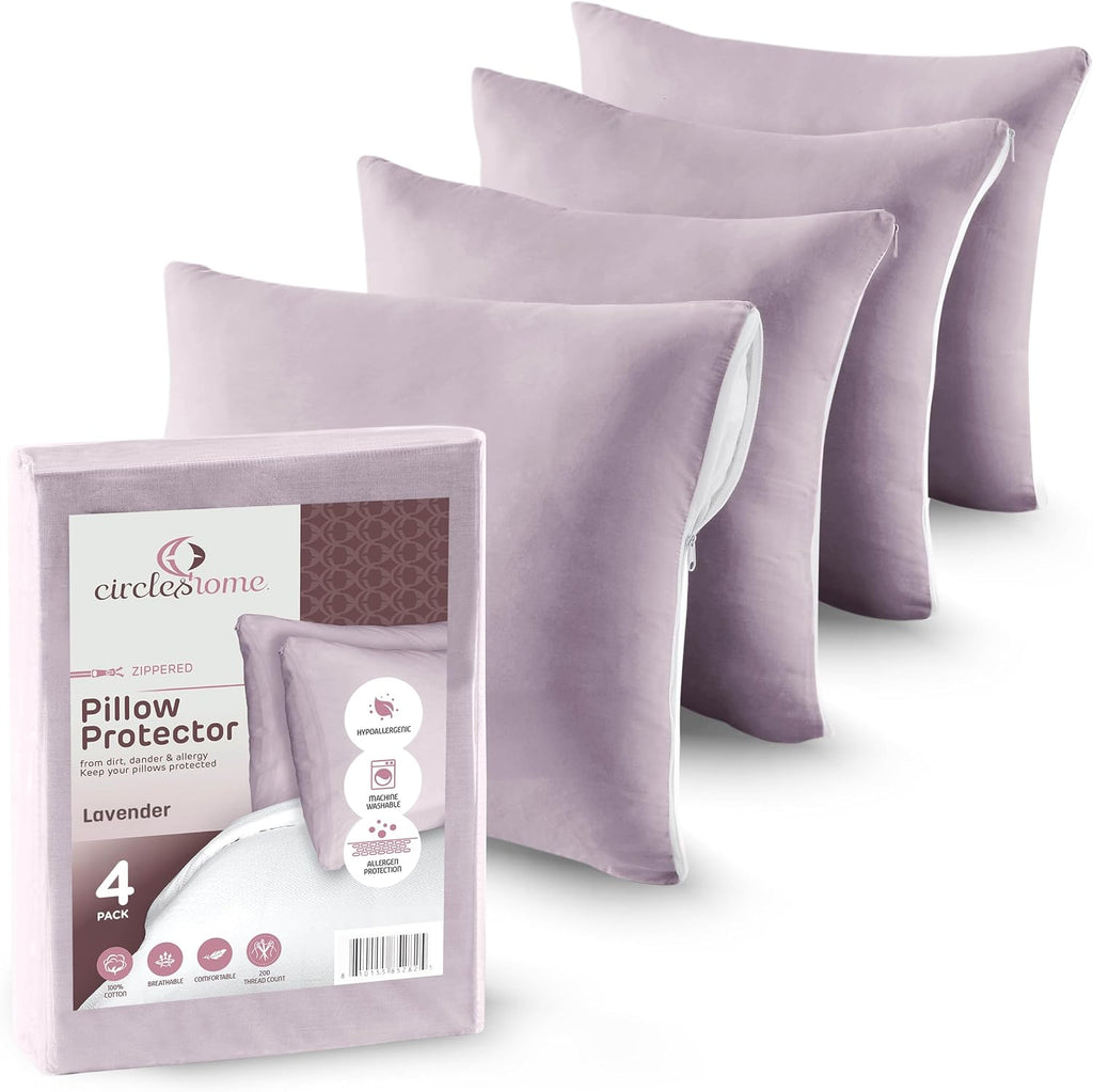 CIRCLESHOME Throw Pillow Protectors - 100% Cotton Breathable Pillowcases - 18 X 18 Square Pillowcases - Protects Pillows from Dirt, Dust…