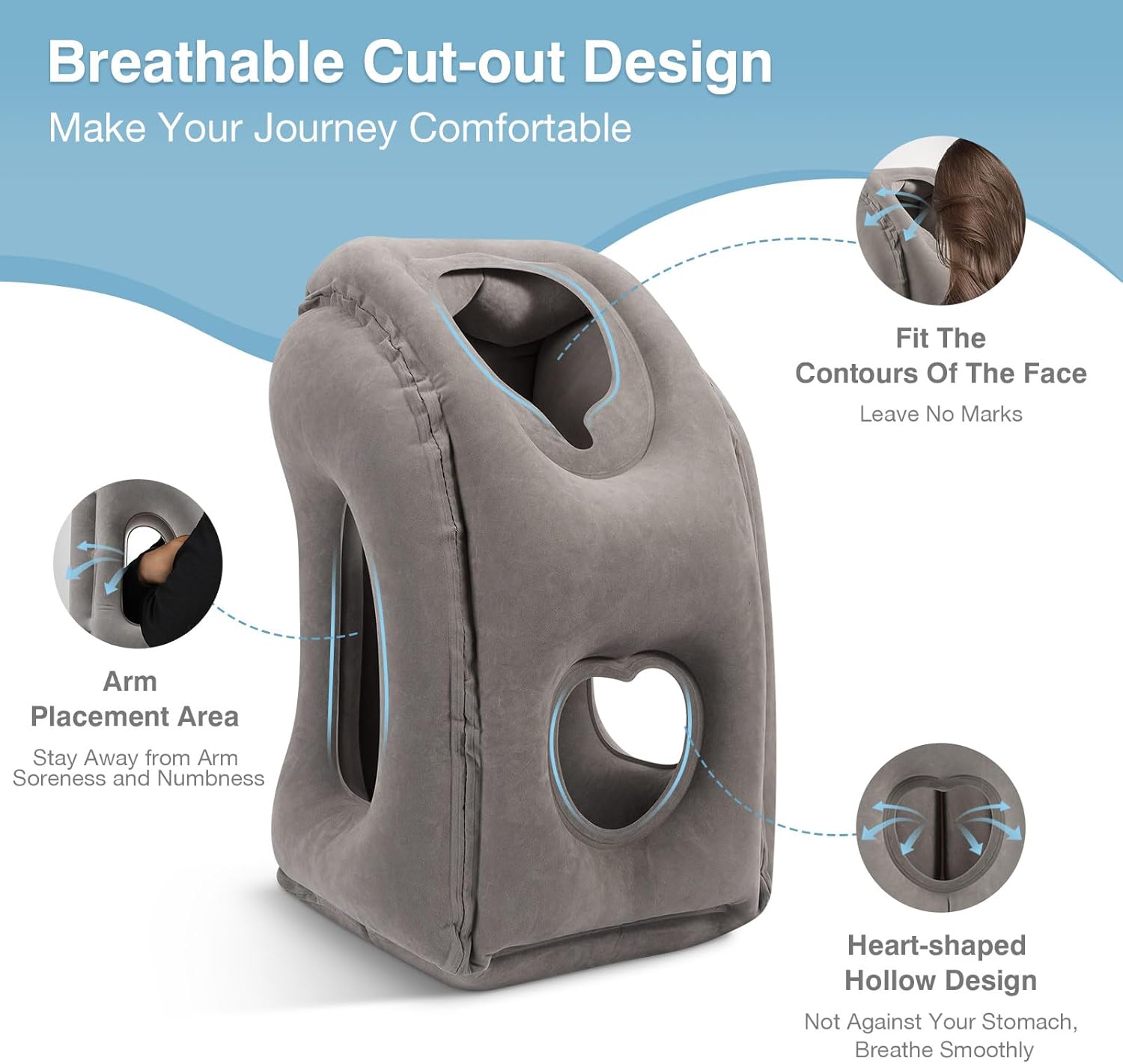 MoKo Inflatable Travel Pillow, Comfortable Neck Pillow with Storage Bag Support Shoulder and Neck to Avoid Pain for Airplane Train Office…