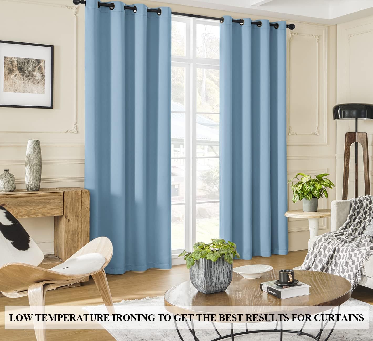 Rutterllow 100% Blackout Curtains, 96 inches 2 Panel Sets, Heat and Full Light Blocking Drapes with Grommets for Bedroom, Thermal Insulate…
