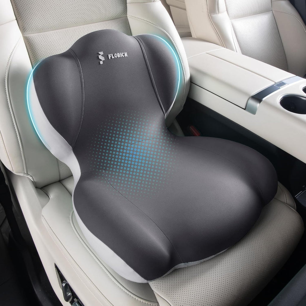 FLORICH Memory Foam Truck Seat Cushion, Car Seat Cushion and Lumbar Support Pillow for Office Chair, Ergonomic Back Support & Sciatica…