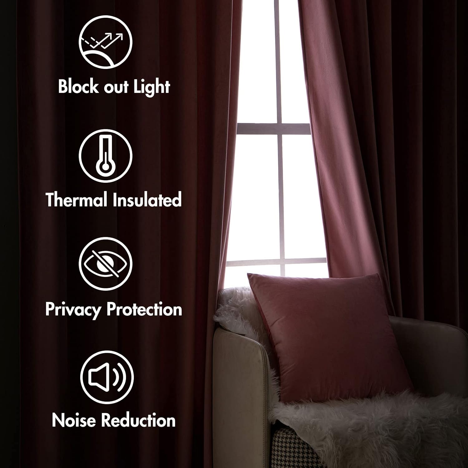 Miulee Velvet Curtains 96 inches 2 Panels - Luxury Blackout Curtains for Girls Bedroom Nursery Living Room Thermal Insulated Super Soft Win…