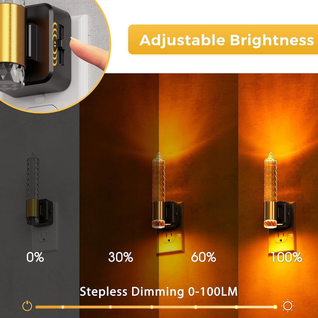 Llohasled L LOHAS LED Night Light, Flameless Candle Night Light Plug into Wall, 0-100 LM Dimmable Nightlight, Plug in Amber Night Light wit…