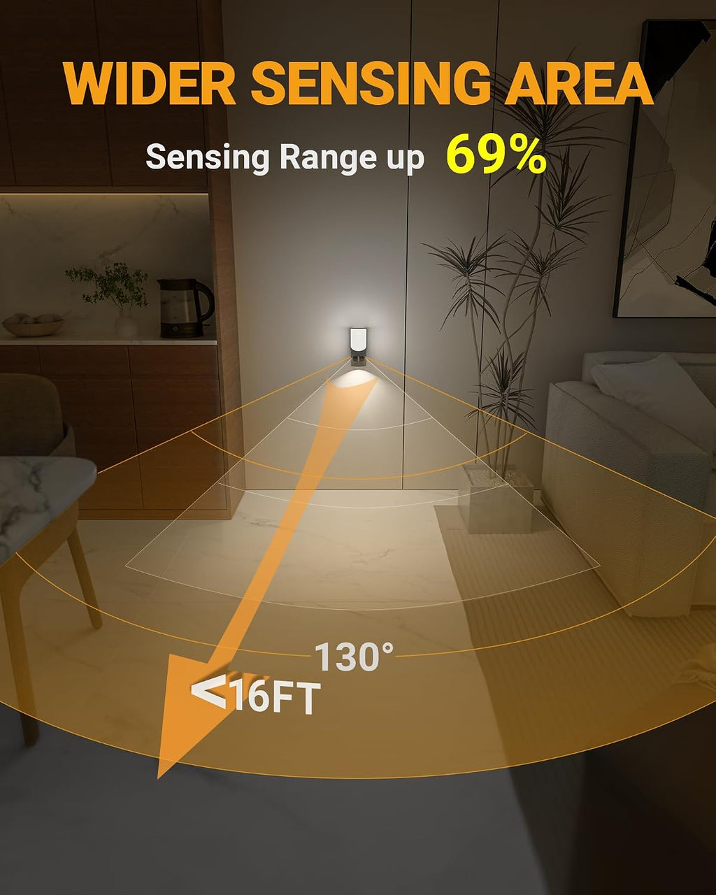Lyridz Rechargeable Battery Night Light with Motion Sensor, LED Stick-on Dimmable Night Light Indoor for Wall, Bathroom, Bedroom, Stairs…