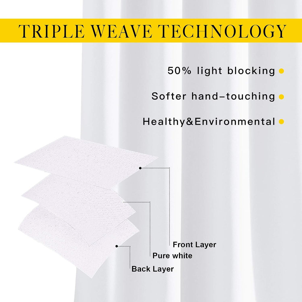 NICETOWN White Room Darkening Curtain Panels - Tripe Weave Thermal Insulated Grommet Room Darkening Window Draperies and Curtains for…