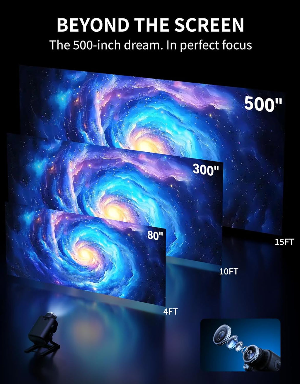 Rovmiment 60-in-1 Galaxy Projector, HD Home Planetarium Projector with Built-in Non-Fading Scenes, 3D Star Light Projector for Bedroom, Twi…