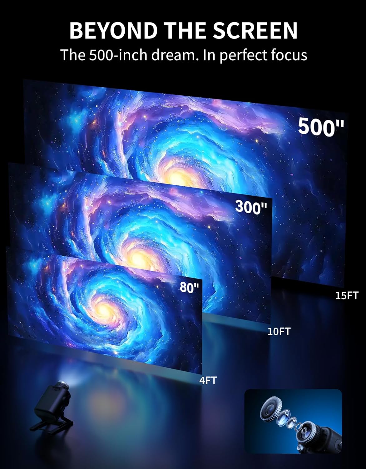 Rovmiment 60-in-1 Galaxy Projector, HD Home Planetarium Projector with Built-in Non-Fading Scenes, 3D Star Light Projector for Bedroom, Twi…