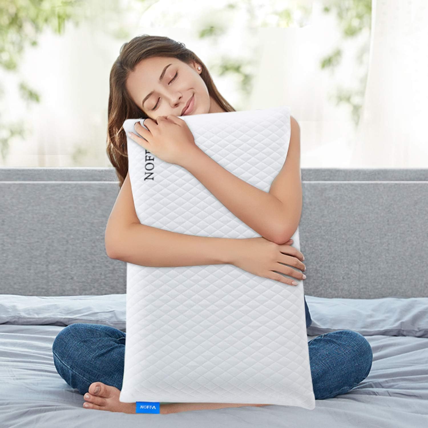 Noffa Bouncy Orthopedic Neck Support Pillow for Sleeping, Special Foam Deep Sleep Pillow, Bed Pillow for Side, Back, Stomach Sleepers, Remo…