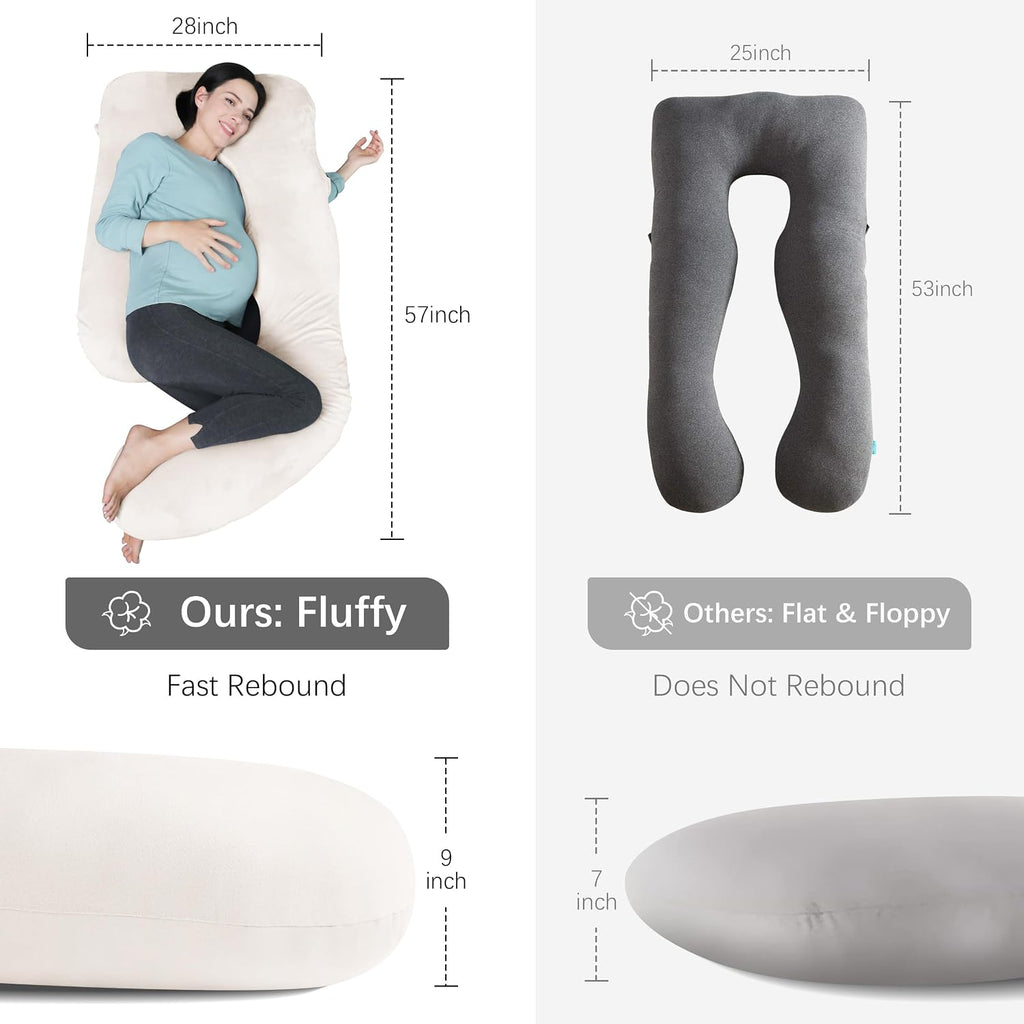 Moonpark MOON PARK Pregnancy Pillows for Sleeping - U Shaped Full Body Maternity Pillow with Removable Cover - Support for Back, Legs, Bell…