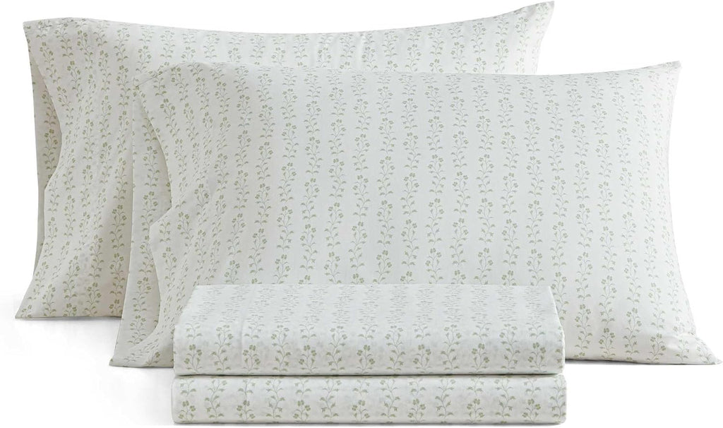 MarthaStewart Martha Stewart - Queen Size Sheets Set, Crisp & Tailored Cooling Sheets w/a Naturally Smooth Cotton Percale Lightweight Feel…