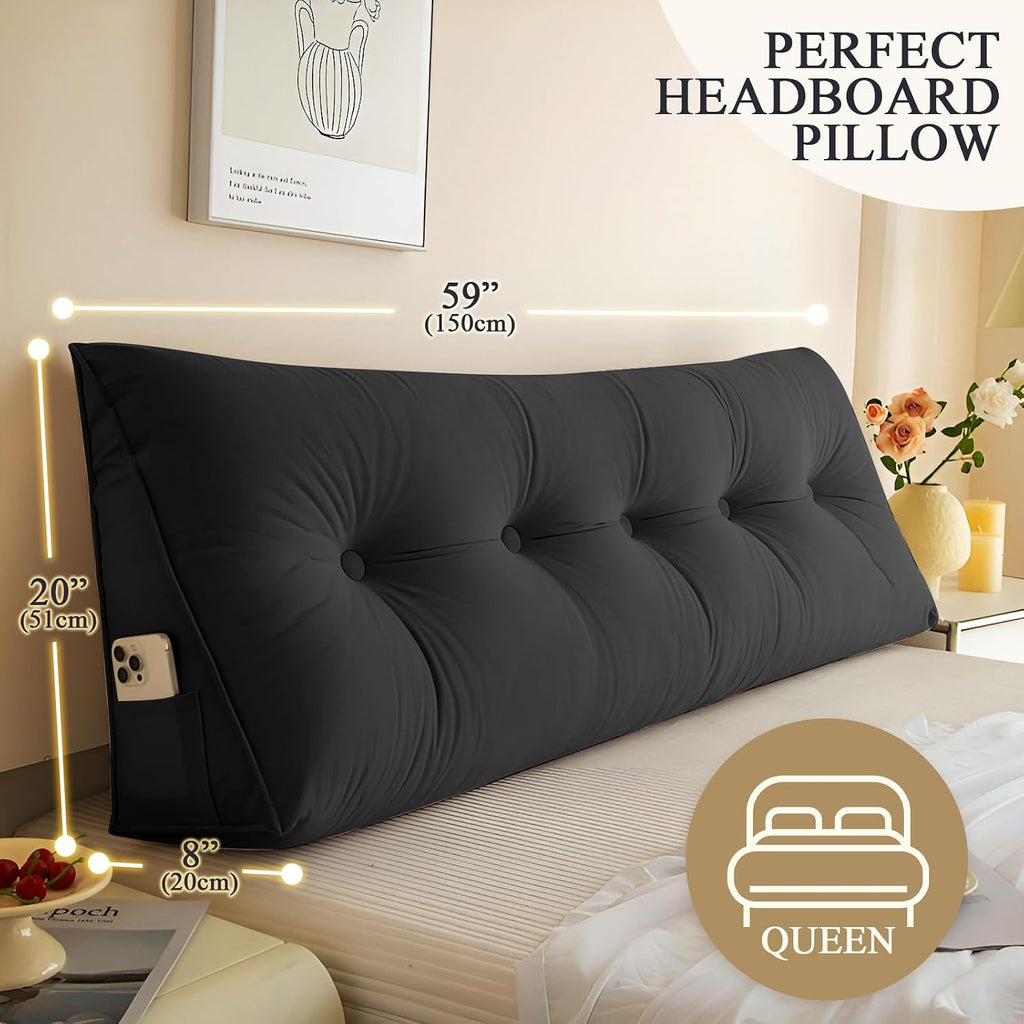 DANGHOOGY Headboard Pillow Queen, Large Triangular Wedge Headboard Pillow for Reading and Resting, Backrest Positioning Support Pillow…
