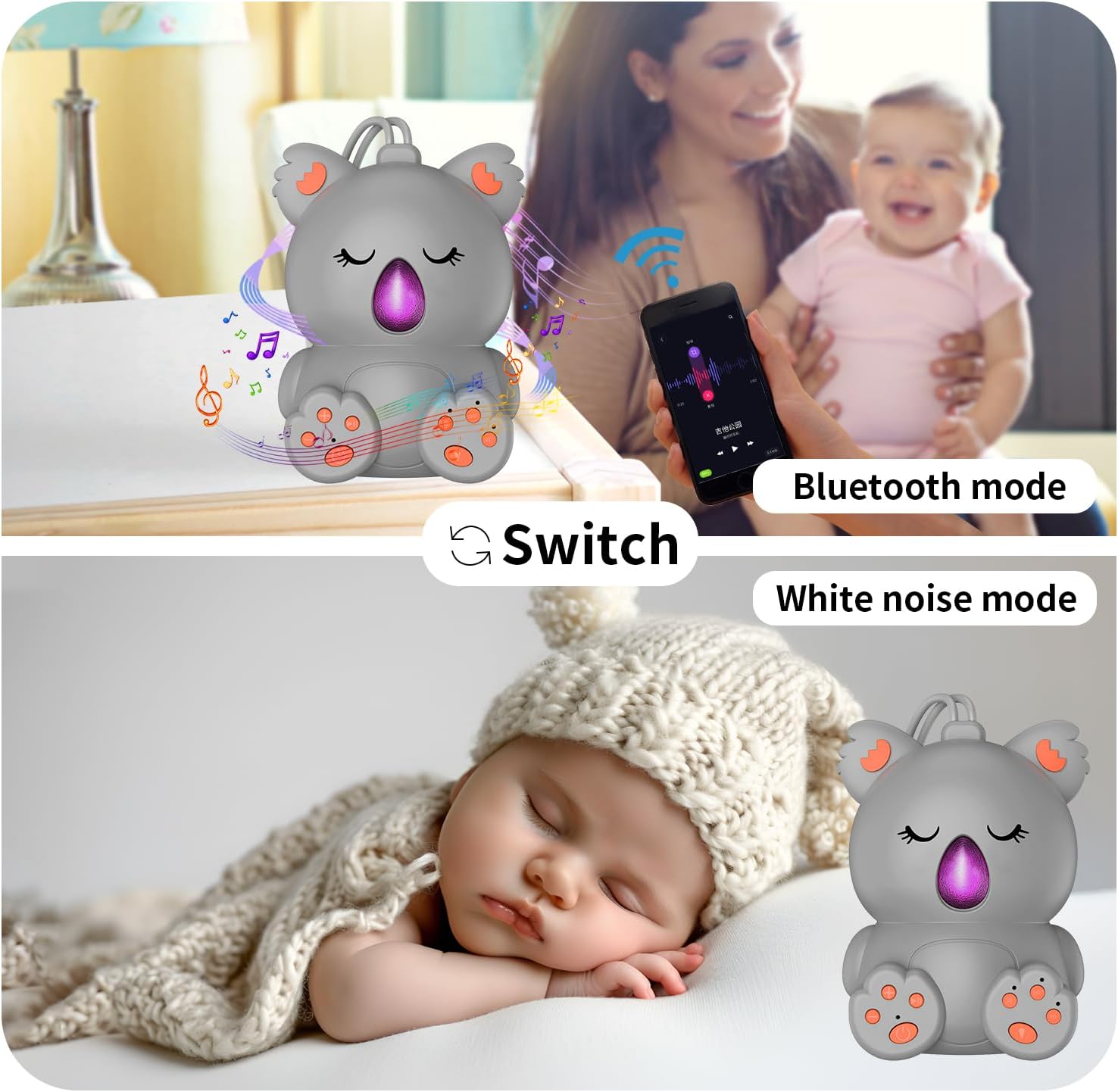 Baby Sleep Sound Machine & Bluetooth Speaker | Portable White Noise Sound Machine with 3 Timers for Nursery, Travel | Non-Looping…