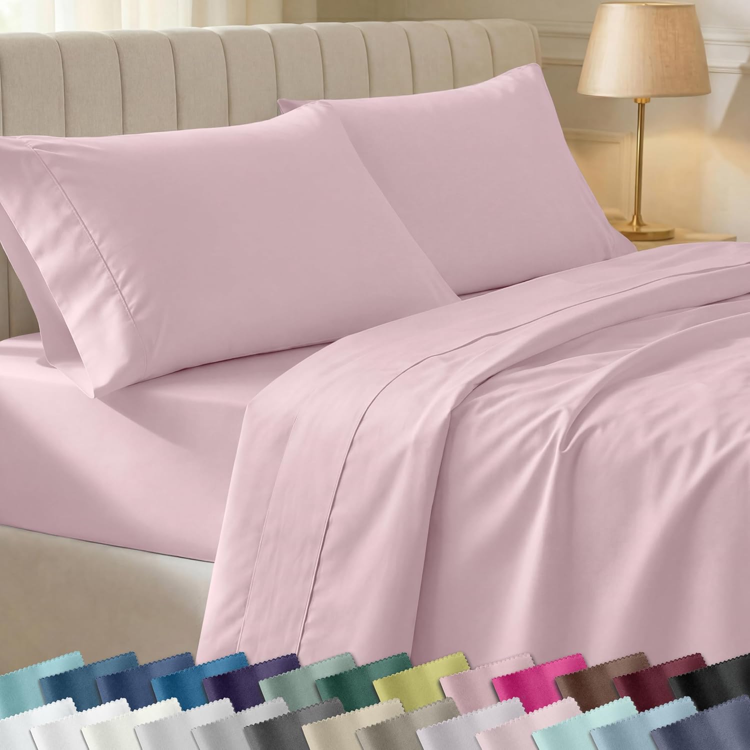 CaliforniaDesignDen California Design Den Soft Queen Size 100% Cotton Sheet Sets, 400 Thread Count Good Housekeeping Award Winner, Silky Sm…
