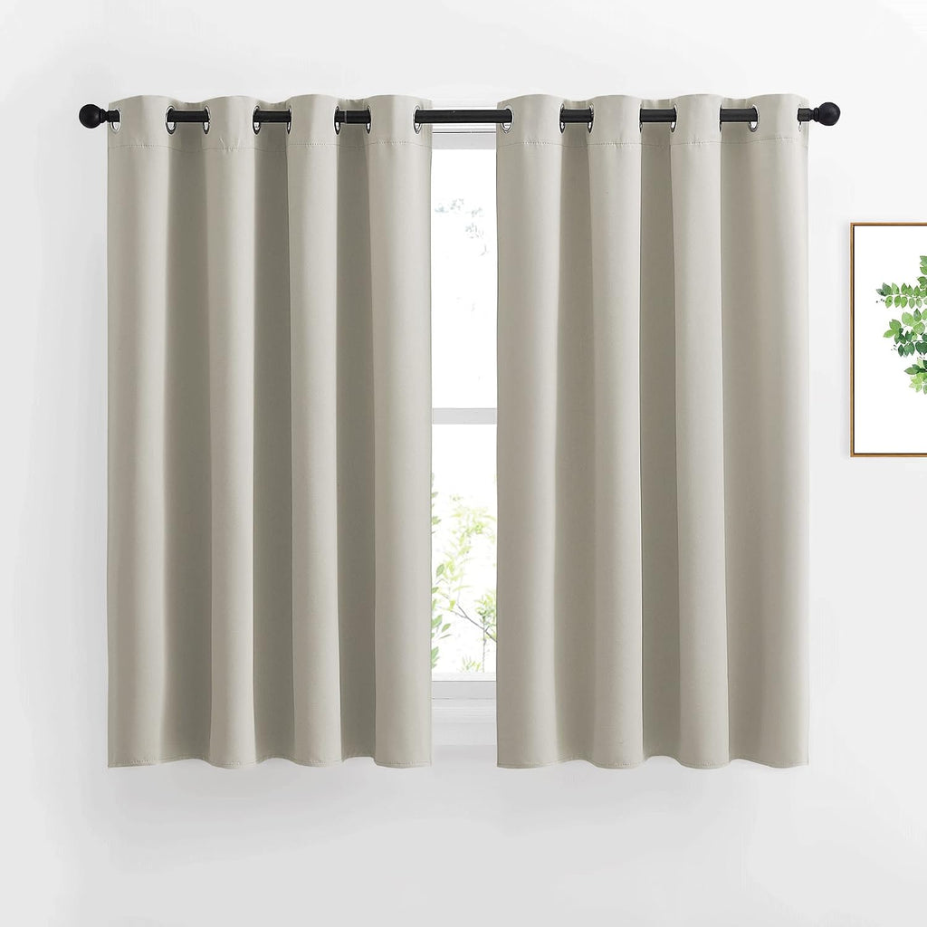 Nicetown Blackout Natural Curtains for Bedroom - Window Treatment Thermal Insulated Grommet Solid Drapes Energy Saving Sound Reducing for B…