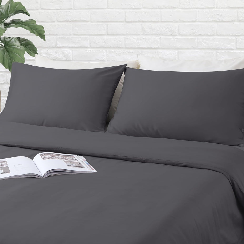 ZaizaiHome King Size Pillow Protector Set of 2, 100% Egyptian Cotton Pillow Cases with Zipper 400 Thread Count Sateen Weave Cotton Dark Gre…