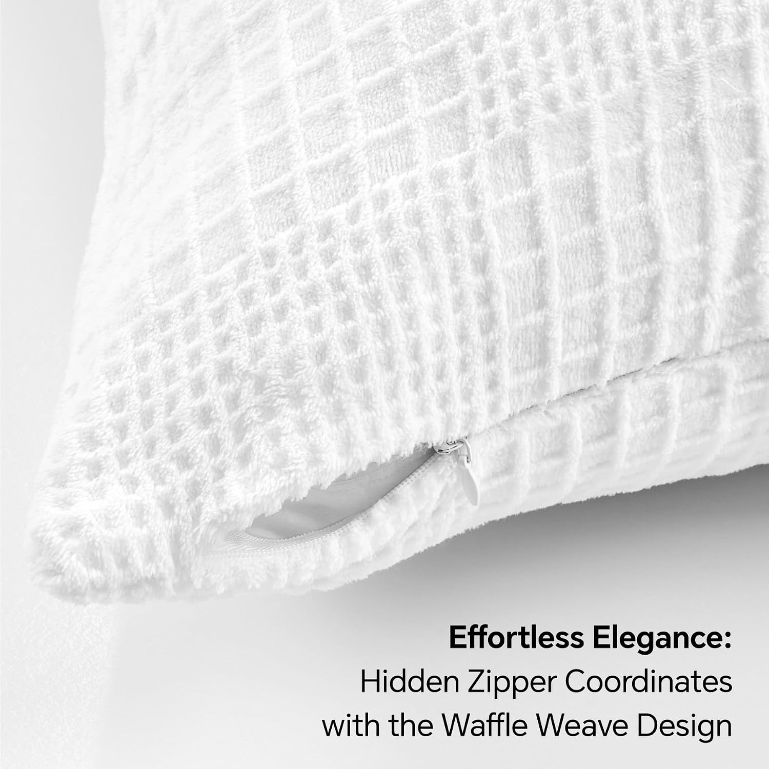 Bedelite Flannel King Size Pillow Cases Set of 2, Decorative Waffle Weave Fleece Pillowcasess with Zipper for Bedroom, Sofa, Luxury Cozy Pi…