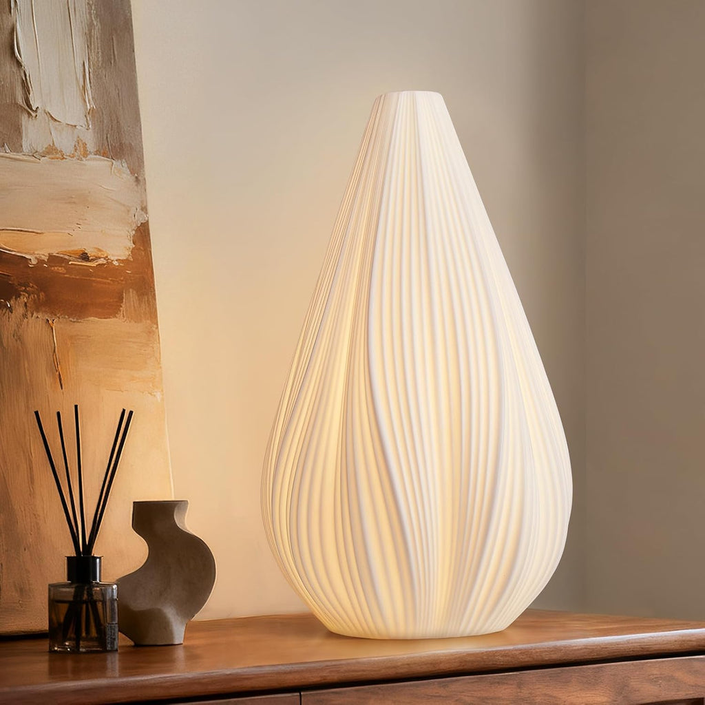 Rondure 12.5" Modern Ceramic Table Lamp, Fully Dimmable Modern Bedside Lamps for Bedroom, Living Room and Nightstand, White Translucent Cer…